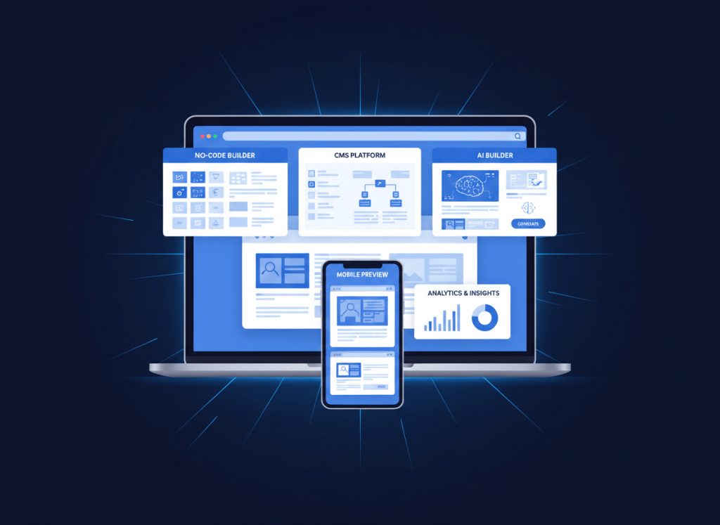 Illustration comparant plusieurs méthodes pour créer un site professionnel.